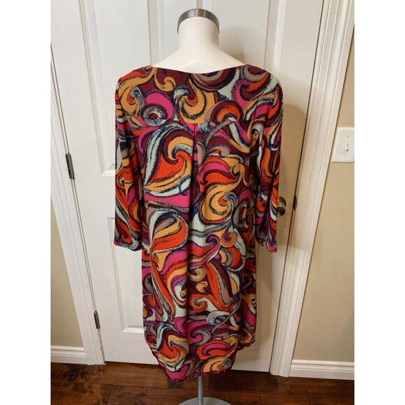 Maeve Multicolor Swirl 3/4 Sleeve Shift Dress, Size Medium - Picture 4 of 5